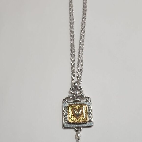 Brighton HEROIC HEART Silver Gold Pedant Necklace - Picture 1 of 5